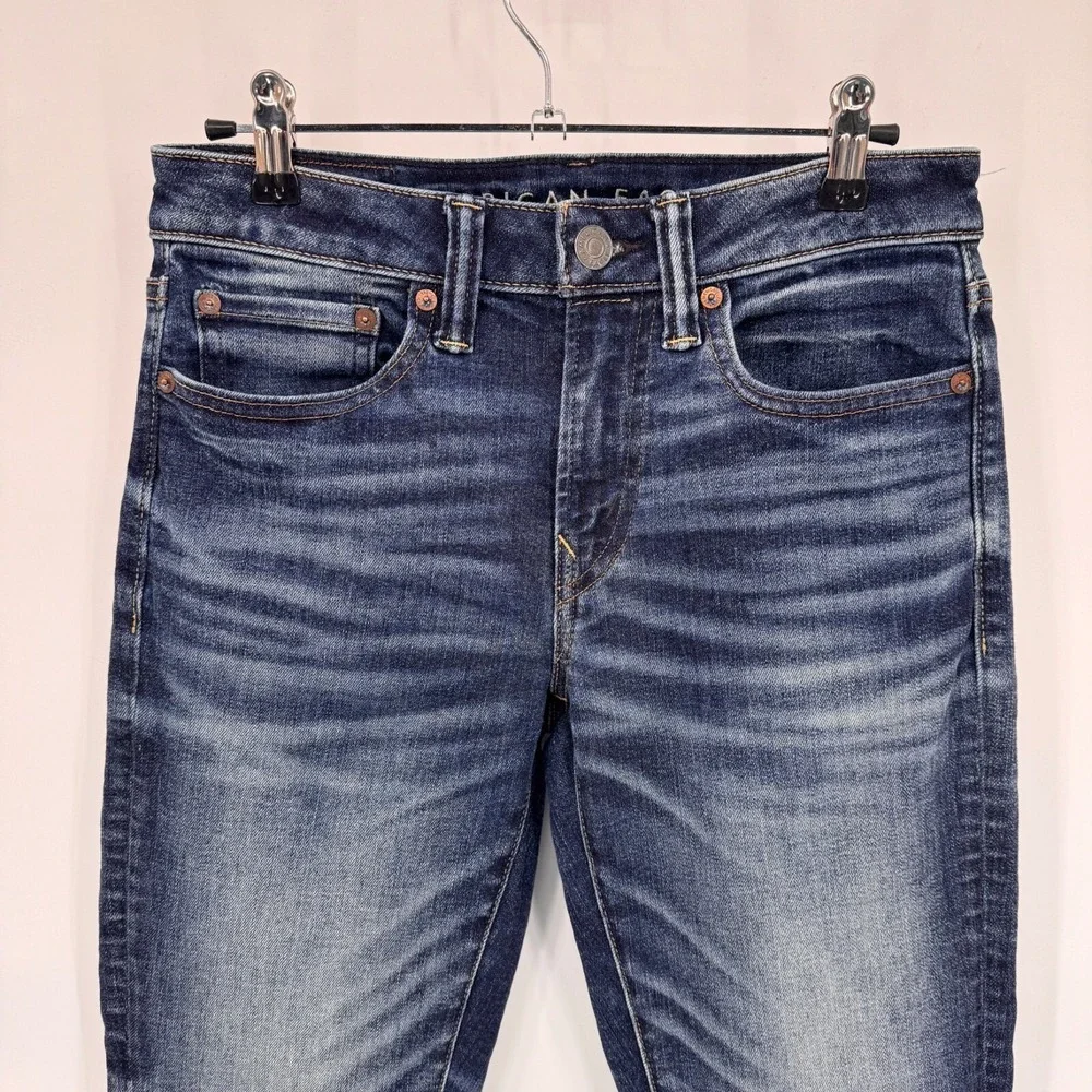 American Eagle Slim Straight Jeans Mens 28x28 Blue Cotton Next Level Airflex